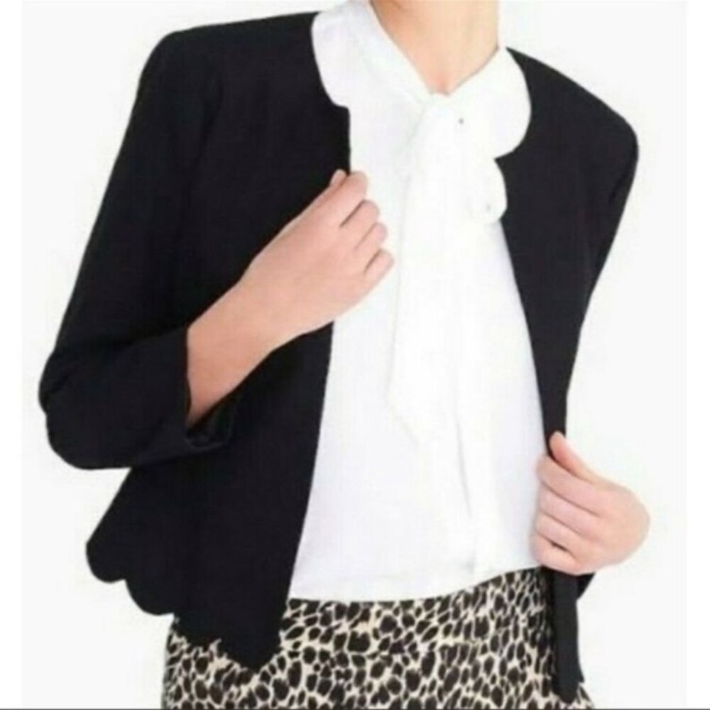 J Crew Scalloped Hem Blazer - Black